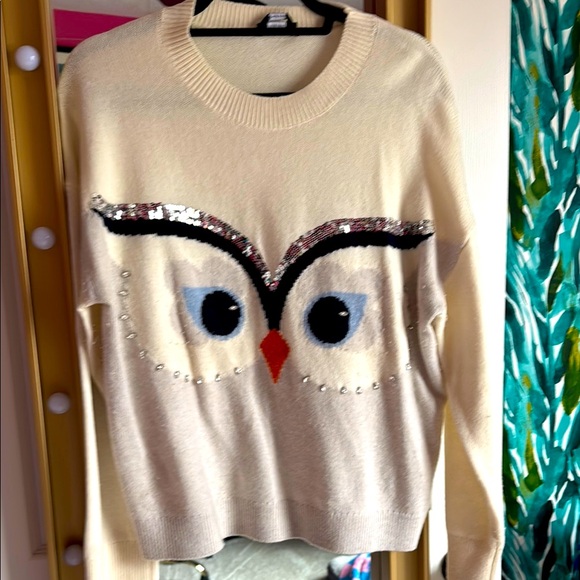 Kate Spade Cream Owl Sweater with Sequin Details - Picture 2 of 5